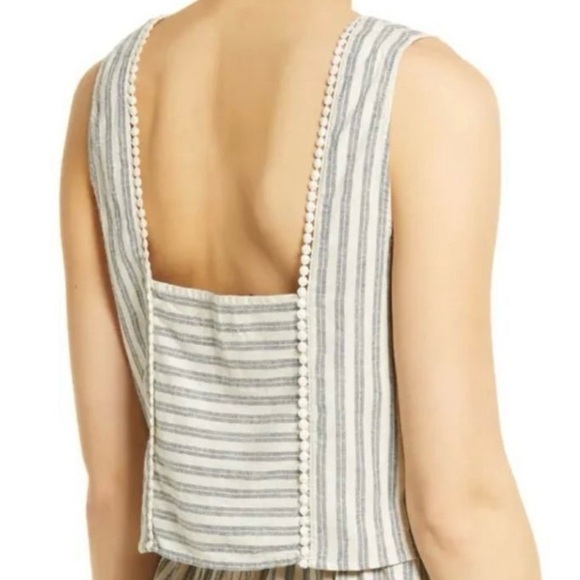 Marine Layer Stella Stripe Top Blouse Size XL Hemp Tencel Summer Lightweight - Picture 2 of 12